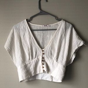 Pull&Bear White Beachy Cropped Top